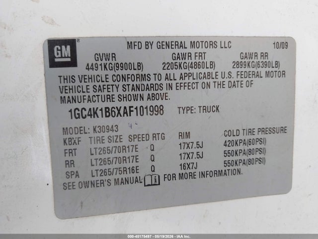 Aukcja sprzedaży 2010 Chevrolet Silverado 3500hd Ltz, vin: 1GC4K1B6XAF101998, numer aukcji: 45175497