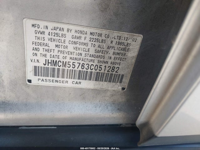 Продаж на аукціоні авто 2003 Honda Accord 2.4 Ex, vin: JHMCM55763C051282, номер лоту: 45175502