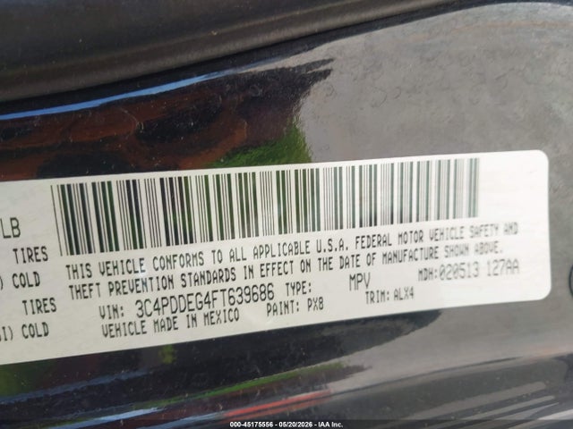 Продаж на аукціоні авто 2015 Dodge Journey R/t, vin: 3C4PDDEG4FT639686, номер лоту: 45175556