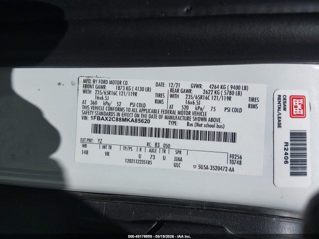 Ford Transit-350 Passenger Van Xl 2021 1FBAX2C88MKA85620 Image 9