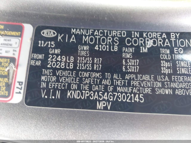 Aukcja sprzedaży 2016 Kia Soul +, vin: KNDJP3A54G7302145, numer aukcji: 45175633