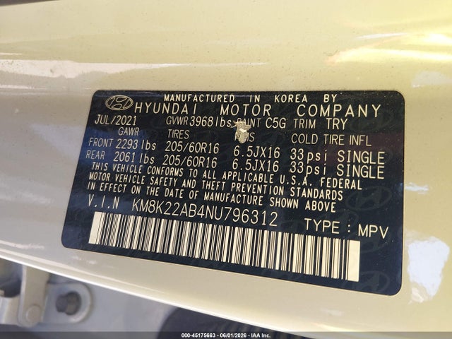 Hyundai Kona Se 2022 KM8K22AB4NU796312 Image 9