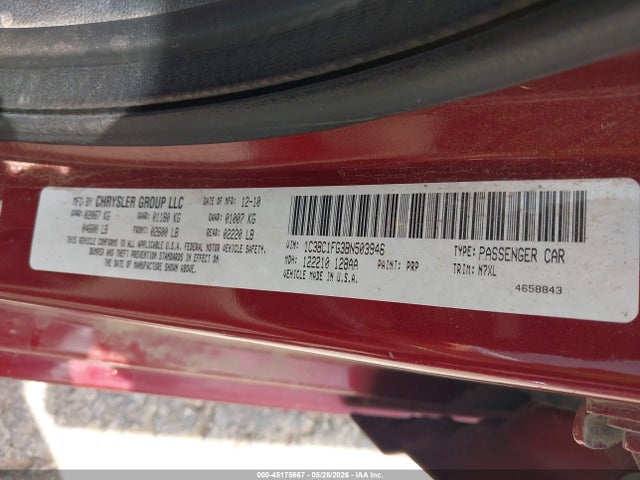 2011 Chrysler 200 Touring მანქანა იყიდება აუქციონზე, vin: 1C3BC1FG3BN503946, აუქციონის ნომერი: 45175667