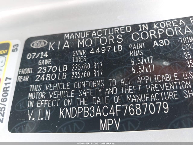 Aukcja sprzedaży 2015 Kia Sportage Lx, vin: KNDPB3AC4F7687079, numer aukcji: 45175673