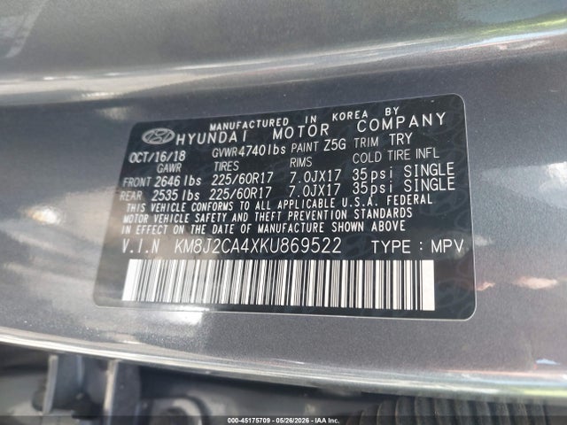 Hyundai TUCSON SE 2019 KM8J2CA4XKU869522 Image 9