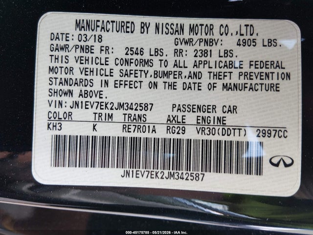 Продажа на аукционе авто 2018 Infiniti Q60 3.0t Luxe, vin: JN1EV7EK2JM342587, номер лота: 45175785