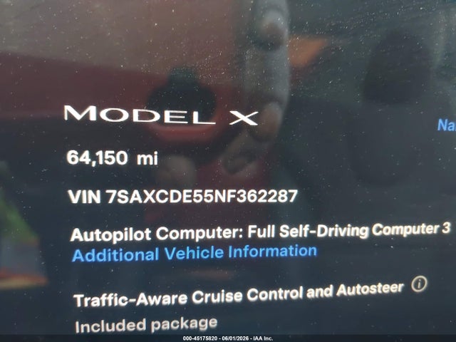 Tesla MODEL X 2022 7SAXCDE55NF362287 Image 16