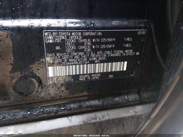 Aukcja sprzedaży 2021 Toyota Venza Xle, vin: JTEAAAAH9MJ001364, numer aukcji: 45175882