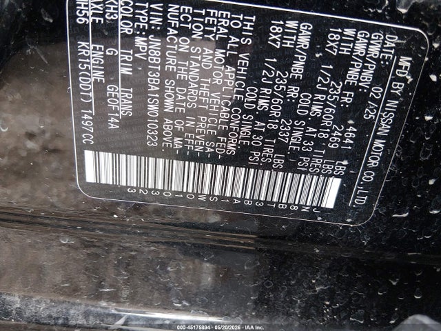 JN8BT3BA1SW010323 Nissan Rogue Sv Fwd