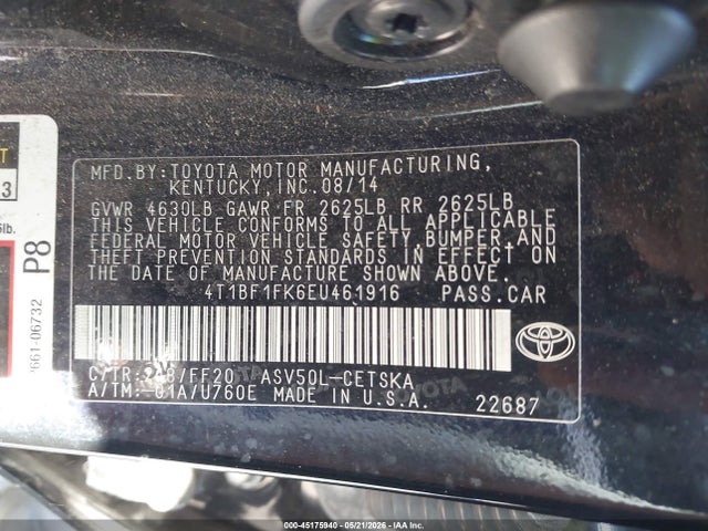 Продажа на аукционе авто 2014 Toyota Camry Se Sport, vin: 4T1BF1FK6EU461916, номер лота: 45175940