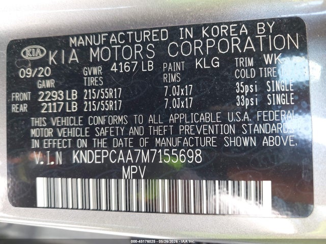 Aukcja sprzedaży 2021 Kia Seltos Lx, vin: KNDEPCAA7M7155698, numer aukcji: 45176025