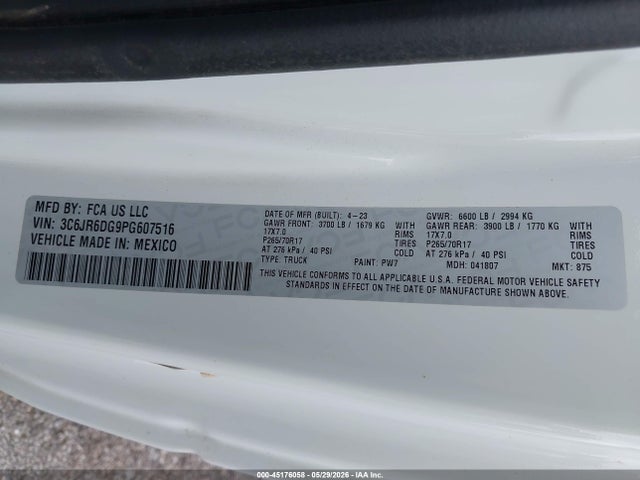 3C6JR6DG9PG607516 RAM 1500 Classic Tradesman 4x2 8&#039; Box