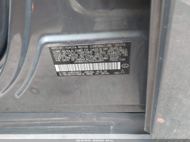 Aukcja sprzedaży 2016 Lexus Is 200t, vin: JTHBA1D27G5020491, numer aukcji: 45176102