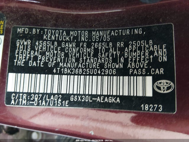 Продажа на аукционе авто 2005 Toyota Avalon Xls, vin: 4T1BK36B25U042906, номер лота: 45176133