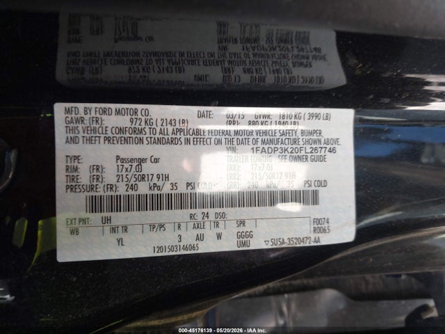 Продажа на аукционе авто 2015 Ford Focus Se, vin: 1FADP3K20FL267746, номер лота: 45176139