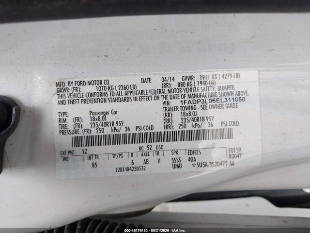 Продаж на аукціоні авто 2014 Ford Focus St, vin: 1FADP3L96EL311050, номер лоту: 45176153