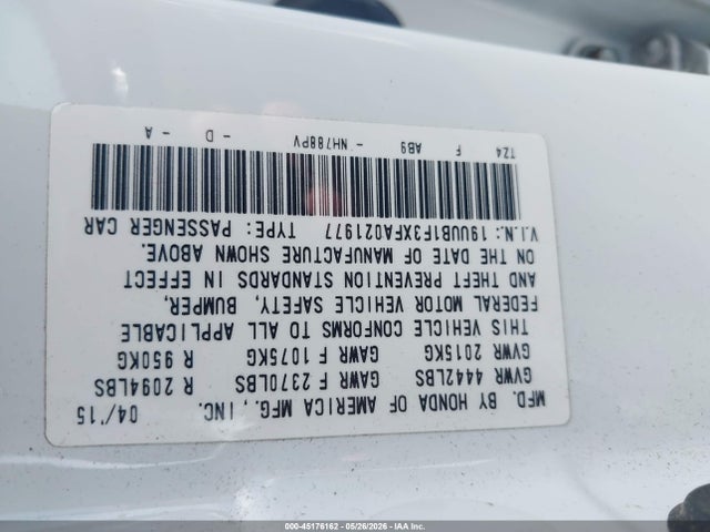 Продаж на аукціоні авто 2015 Acura Tlx, vin: 19UUB1F3XFA021977, номер лоту: 45176162