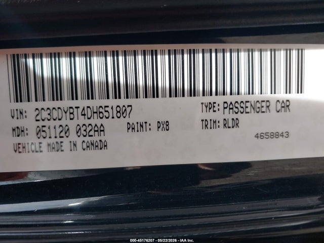 2013 Dodge Challenger R/t Classic მანქანა იყიდება აუქციონზე, vin: 2C3CDYBT4DH651807, აუქციონის ნომერი: 45176207