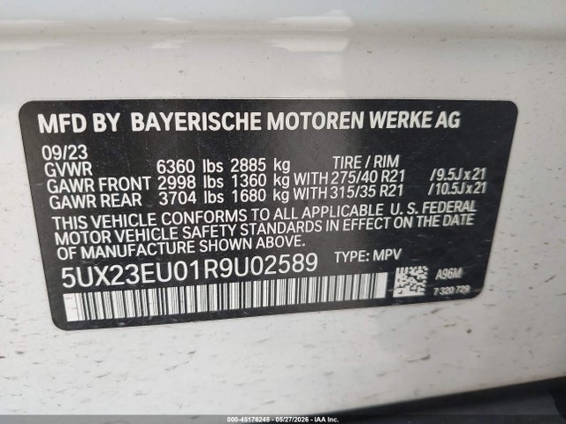Продаж на аукціоні авто 2024 Bmw X5 Xdrive40i, vin: 5UX23EU01R9U02589, номер лоту: 45176245