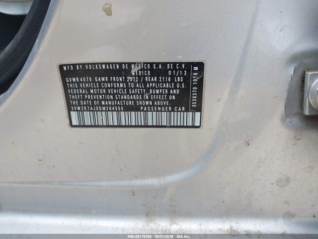 Aukcja sprzedaży 2013 Volkswagen Jetta 2.0l S, vin: 3VW2K7AJXDM264555, numer aukcji: 45176266