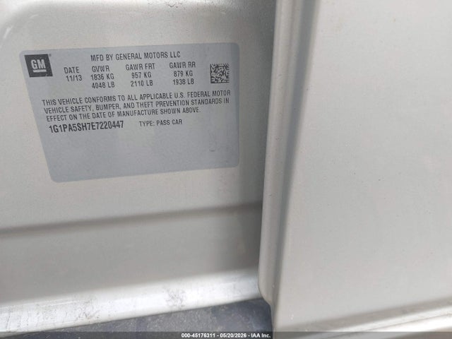 Продаж на аукціоні авто 2014 Chevrolet Cruze Ls Auto, vin: 1G1PA5SH7E7220447, номер лоту: 45176311