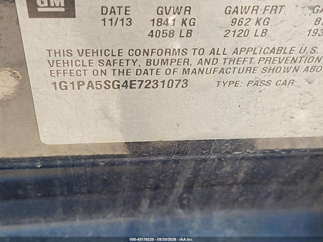 Aukcja sprzedaży 2014 Chevrolet Cruze Ls Auto, vin: 1G1PA5SG4E7231073, numer aukcji: 45176320