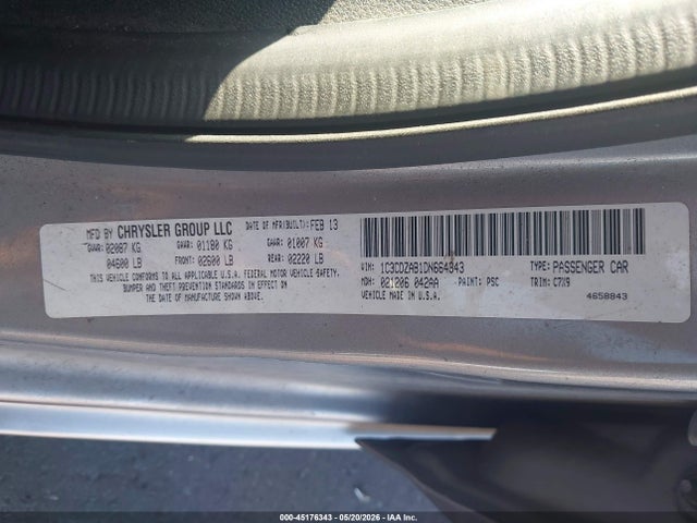 Продаж на аукціоні авто 2013 Dodge Avenger Se, vin: 1C3CDZAB1DN664343, номер лоту: 45176343