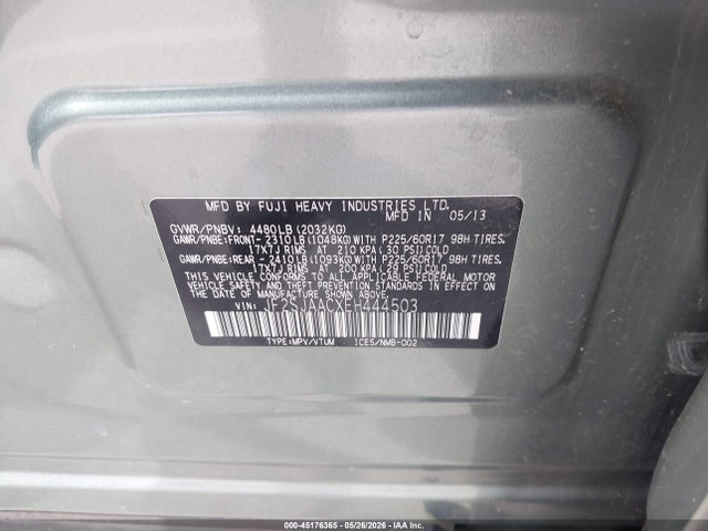 2014 Subaru Forester 2.5i მანქანა იყიდება აუქციონზე, vin: JF2SJAACXEH444503, აუქციონის ნომერი: 45176365