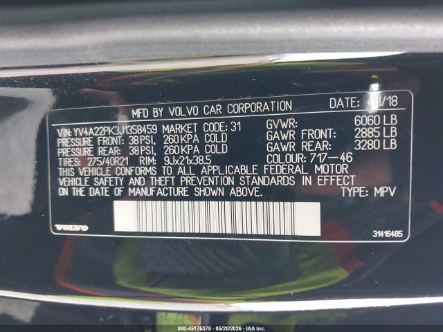 YV4A22PK3J1358459 Volvo Xc90 T6 Momentum