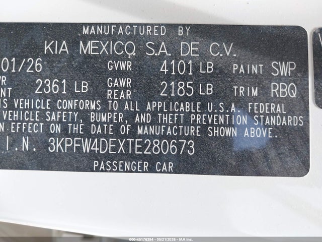 3KPFW4DEXTE280673 KIA K4 Gt-line