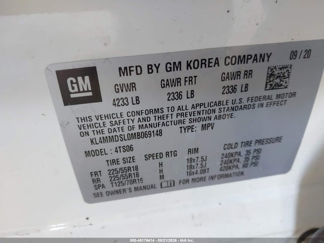2021 Buick Encore Gx Fwd Select მანქანა იყიდება აუქციონზე, vin: KL4MMDSL0MB069148, აუქციონის ნომერი: 45176414