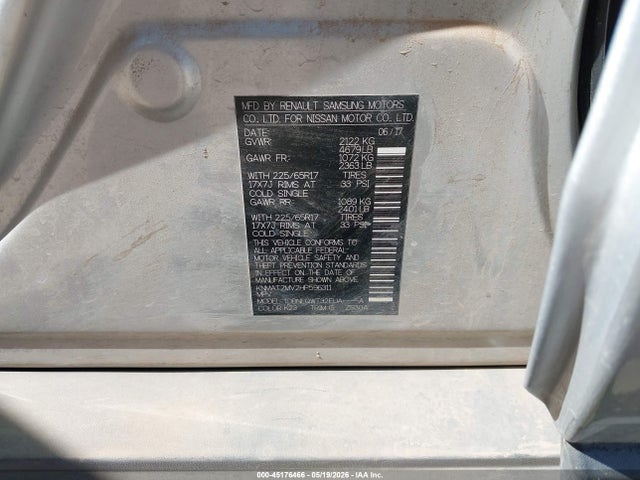 Aukcja sprzedaży 2017 Nissan Rogue Sv, vin: KNMAT2MV2HP596311, numer aukcji: 45176466
