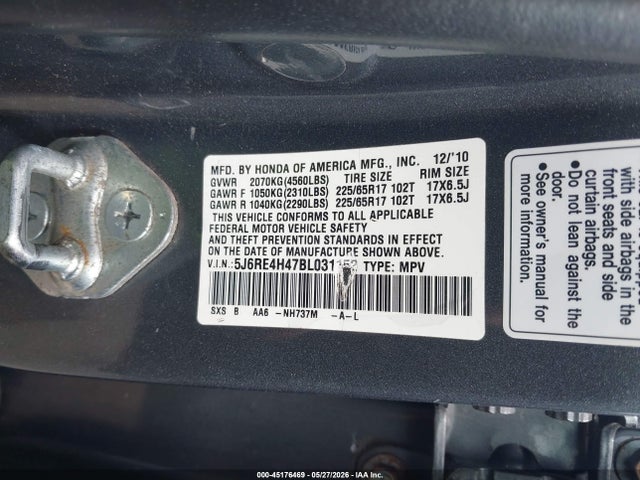 45176469 :رقم المزاد ، 5J6RE4H47BL031152 vin ، 2011 Honda Cr-v Se مزاد بيع