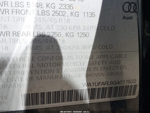 Продажа на аукционе авто 2016 Audi Allroad 2.0t Premium, vin: WA1UFAFL9GA011522, номер лота: 45176475