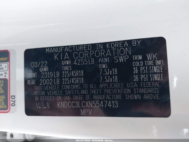 KIA Niro Touring Se 2022 KNDCC3LCXN5547413 Image 9