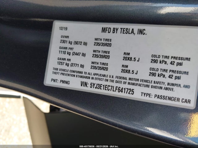 Tesla Model 3 Performance Dual Motor All-wheel Drive 2020 5YJ3E1EC7LF641725 Image 9