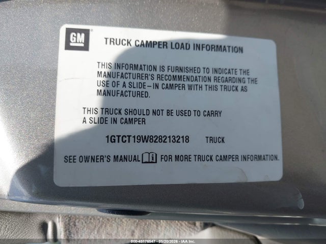 2002 Gmc Sonoma Sls მანქანა იყიდება აუქციონზე, vin: 1GTCT19W828213218, აუქციონის ნომერი: 45176547