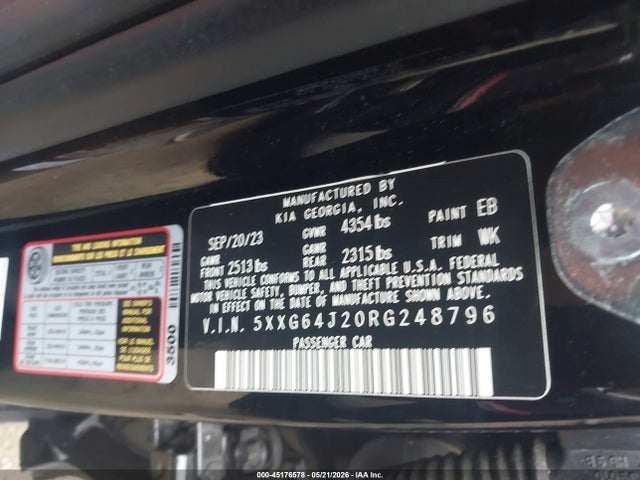 2024 Kia K5 Gt-line მანქანა იყიდება აუქციონზე, vin: 5XXG64J20RG248796, აუქციონის ნომერი: 45176578