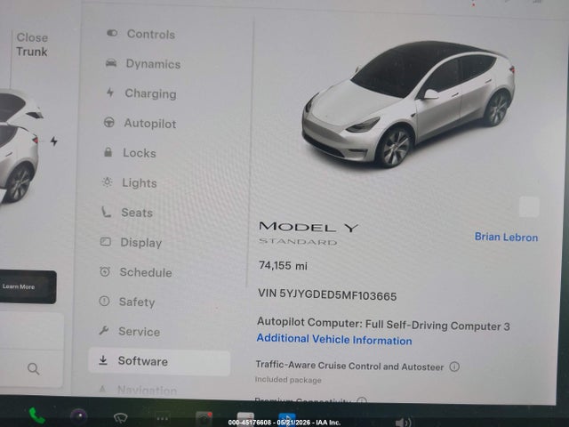 Tesla Model Y Standard Range Rear-wheel Drive 2021 5YJYGDED5MF103665 Image 7