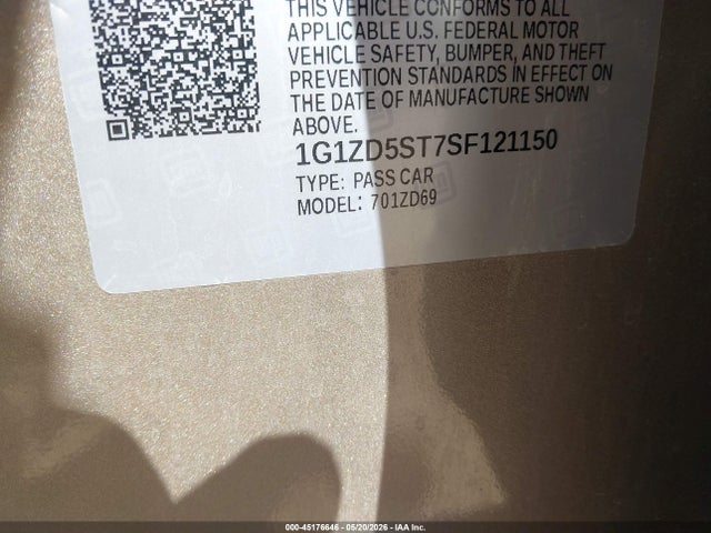 1G1ZD5ST7SF121150 Chevrolet Malibu Fwd 1lt