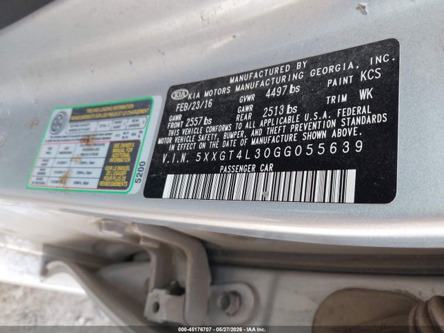 KIA Optima Lx 2016 5XXGT4L30GG055639 Image 9
