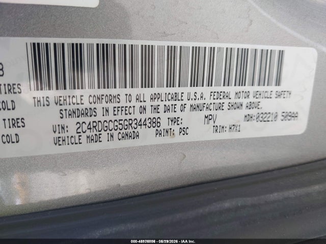 45176756 :رقم المزاد ، 2C4RDGCG5GR344386 vin ، 2016 Dodge Grand Caravan Sxt مزاد بيع