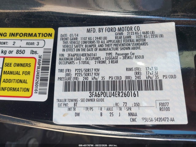 Ford Fusion Hybrid Se 2014 3FA6P0LU4ER260161 Image 9