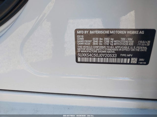 Aukcja sprzedaży 2018 Bmw X5 Xdrive35d, vin: 5UXKS4C50J0Y20533, numer aukcji: 45176824