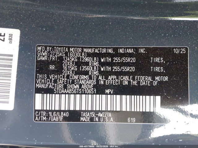 Toyota Grand Highlander Platinum 2026 5TDAAAB56TS110651 Image 9