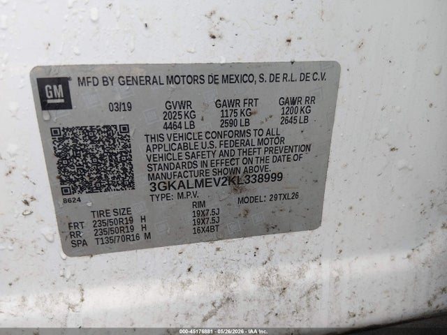 Продаж на аукціоні авто 2019 Gmc Terrain Sle, vin: 3GKALMEV2KL338999, номер лоту: 45176881