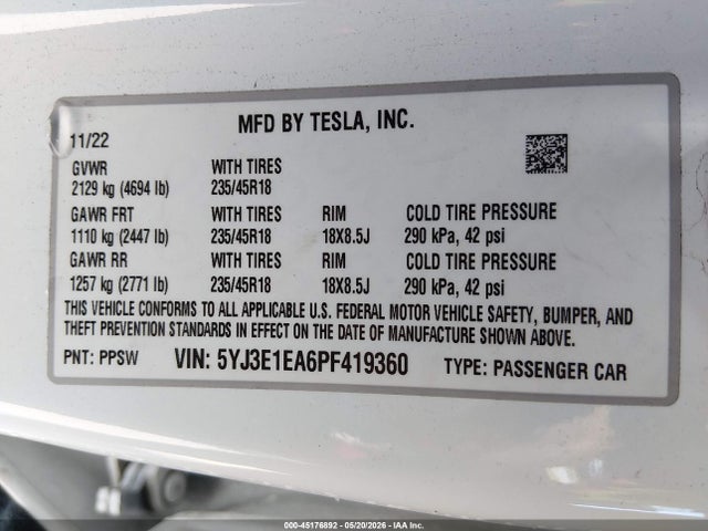Tesla Model 3 Rear-wheel Drive 2023 5YJ3E1EA6PF419360 Image 8