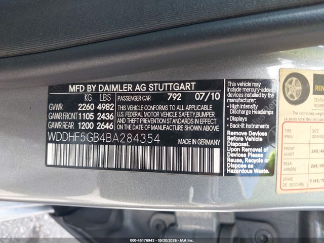 Продаж на аукціоні авто 2011 Mercedes-benz E 350, vin: WDDHF5GB4BA284354, номер лоту: 45176943