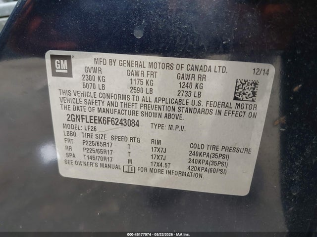 2GNFLEEK6F6243084 Chevrolet EQUINOX LS
