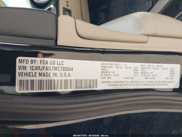 1C4RJFAG7MC793644 Jeep Grand Cherokee Laredo E 4x4